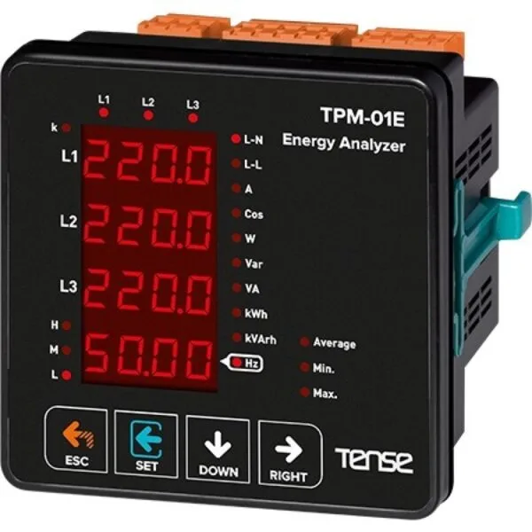 Tense TPM-01E 96X96MM Enerji Analizörü,7 Segment Display Ekran