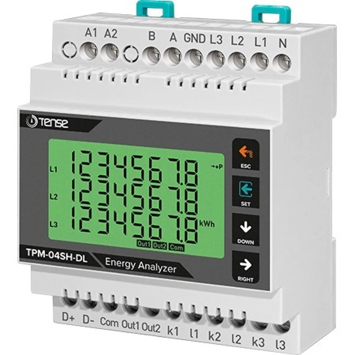 TPM-04SH-1 Tense TPM-04SH 96x96mm Enerji Analizörü, Haberleşmeli,Custom LCD Ekran,31.Harmonik Ölçümü,1 Dij. İnput-2 Röle Çıkışı