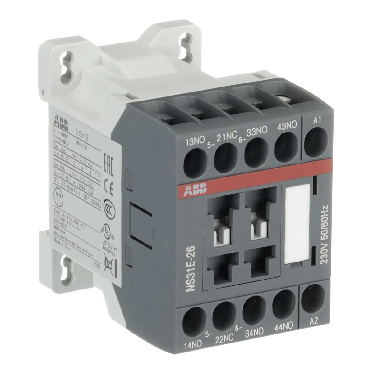 ABB NS31E-26 230V Yardımcı Kontaktör (3NO+1NC) - Görsel 3