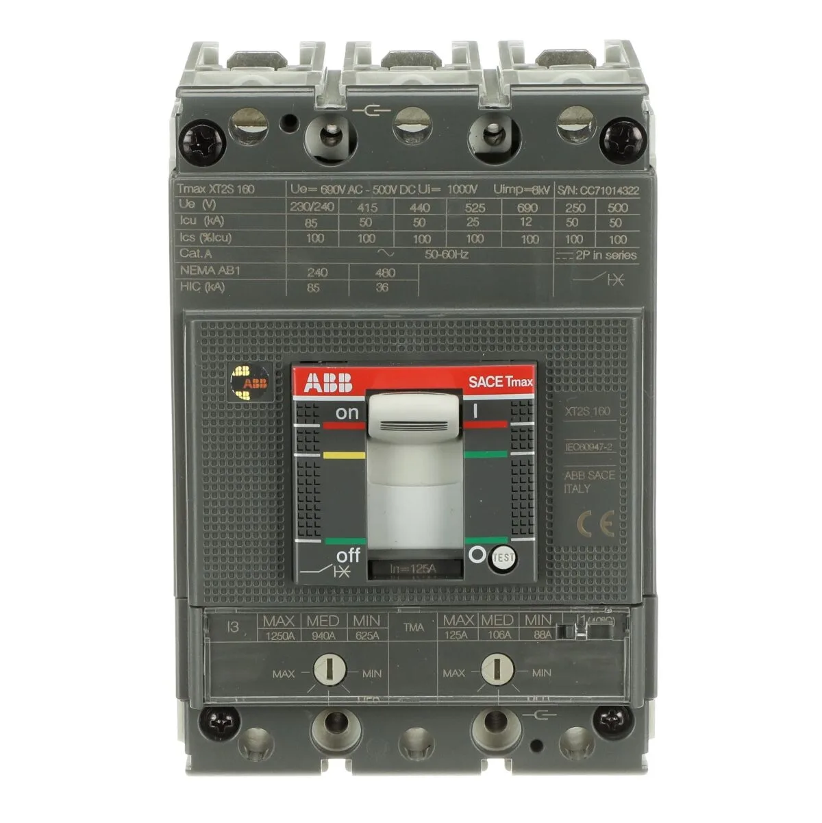 ABB XT2S 160 125 Amper 3 Kutuplu Termik Manyetik (TMA) Kompakt Şalter - Görsel 3