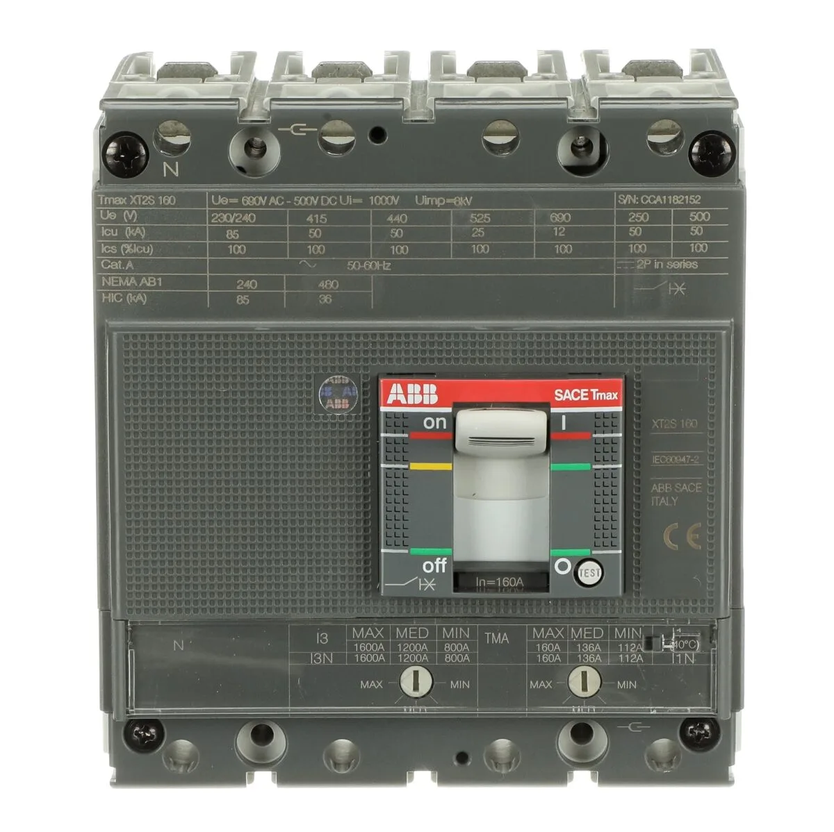 ABB XT2S 160 160 Amper 4 Kutuplu Termik Manyetik (TMA) Kompakt Şalter - Görsel 3