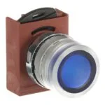 ABB P9MPLLGD Mavi Işıklı Düz Yaylı Metal Buton Kafası - Görsel 2