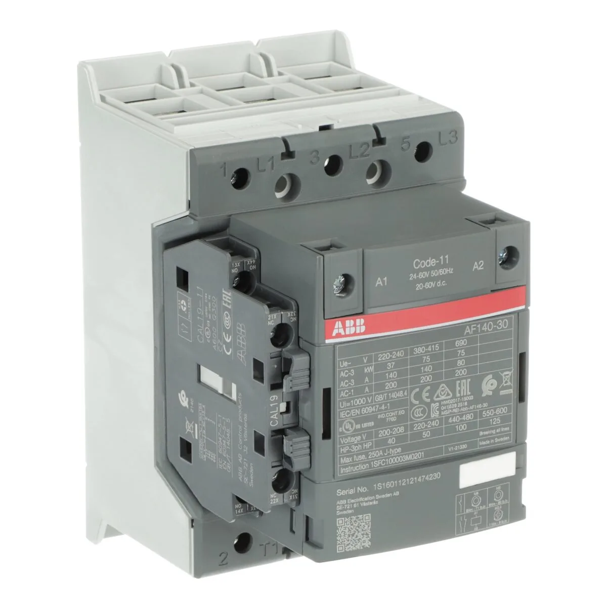 ABB AF140-30-11-11 75kW 140A Güç Kontaktörü (24-60V) - Görsel 5