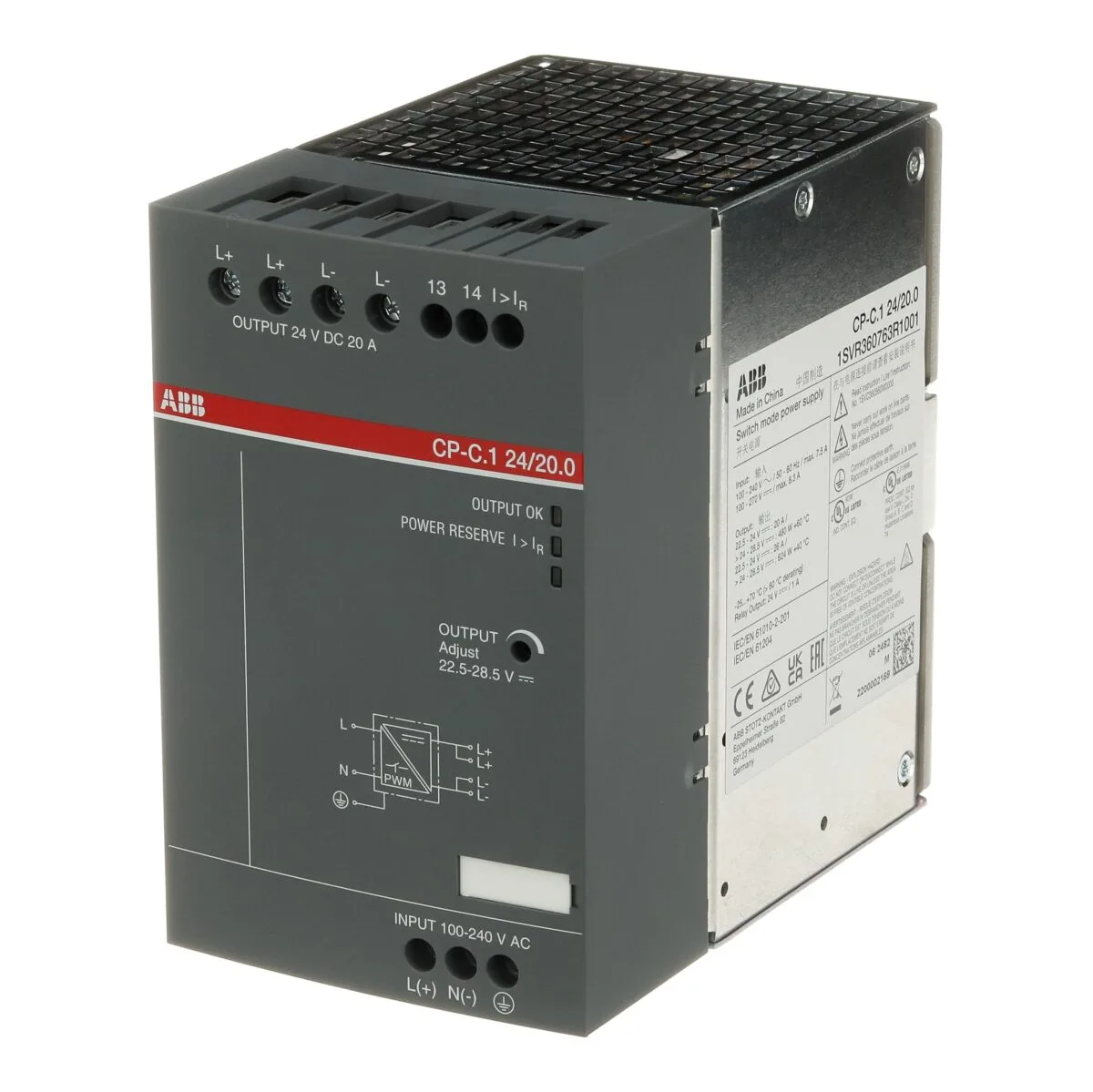 ABB CP-C.1 24/20.0 24V DC 20A Yüksek Performanslı Güç Kaynağı - Görsel 2