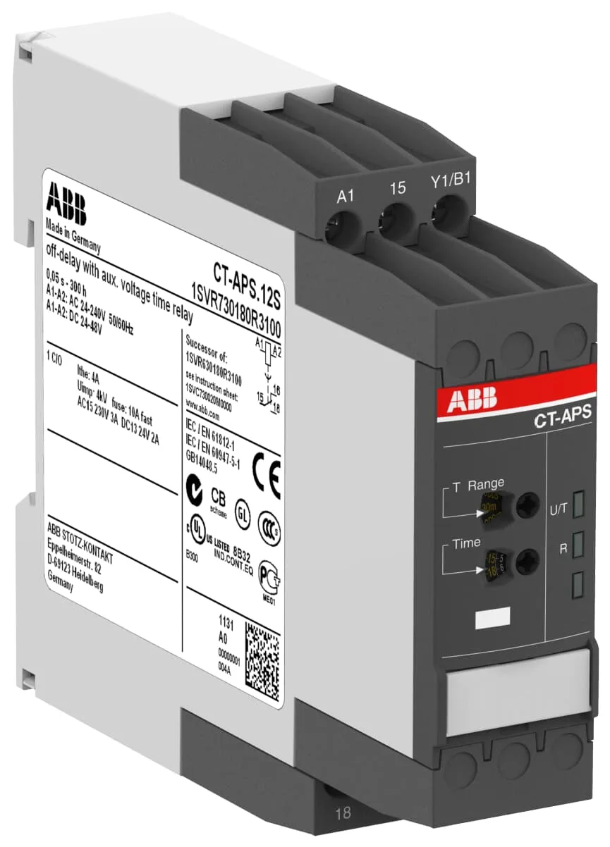 1SVR730180R3100 ABB 1SVR730180R3100 - Ct-aps.12s Time Relay, OFF-DELAY