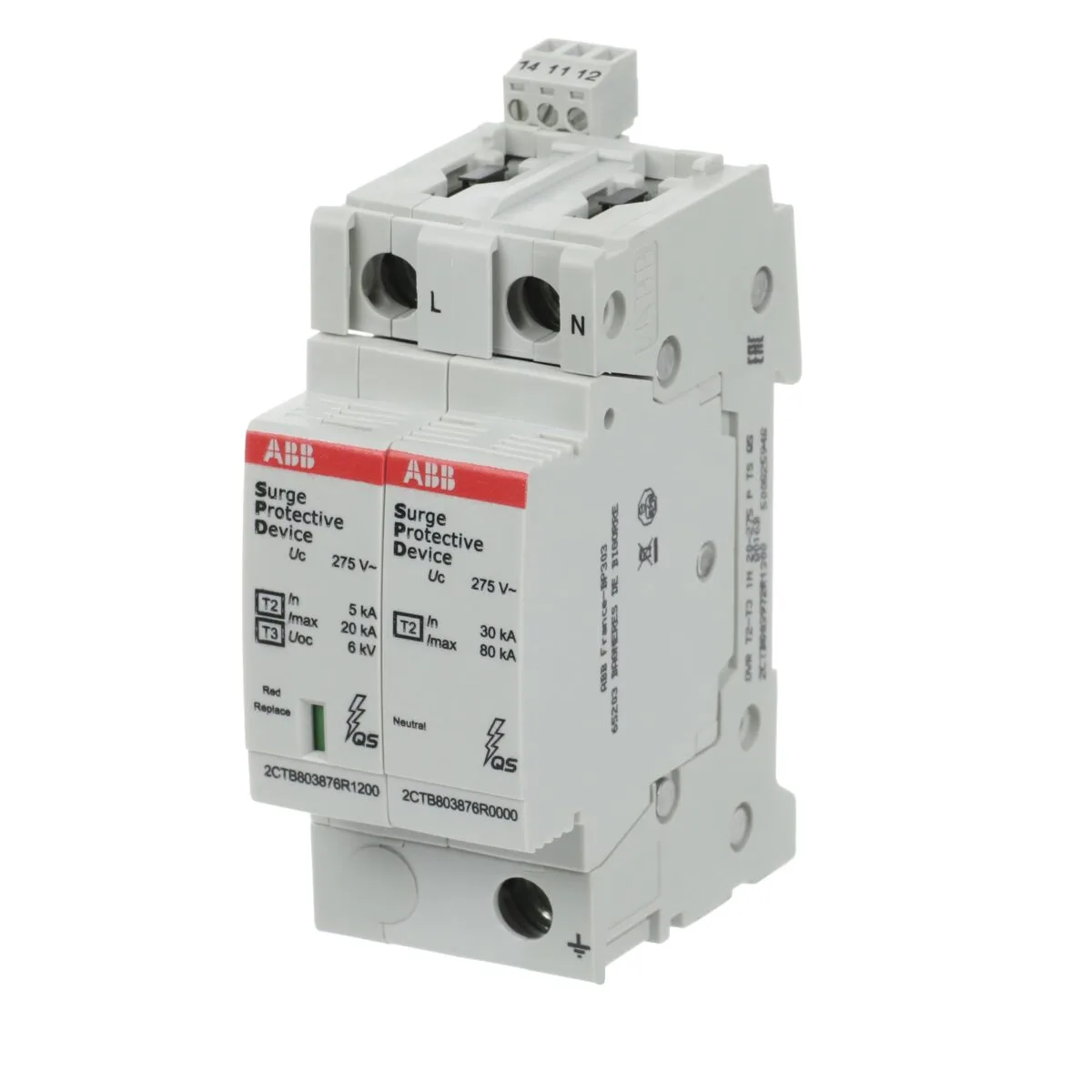 ABB OVR T2-T3 1N 20kA 275V Hassas Koruma Yardımcı Kontaklı Parafudr - Görsel 2