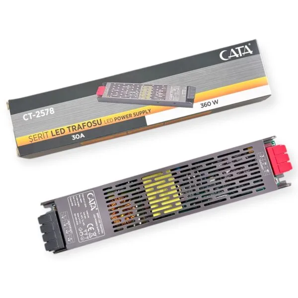 Cata CT-2578 30 Amper Şerit LED Trafosu (360W) (Slim Fansız)
