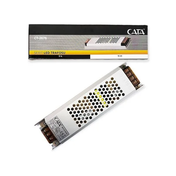 Cata CT-2676 17 Amper Şerit LED Trafosu (200W) (Süper Slim Fansız)