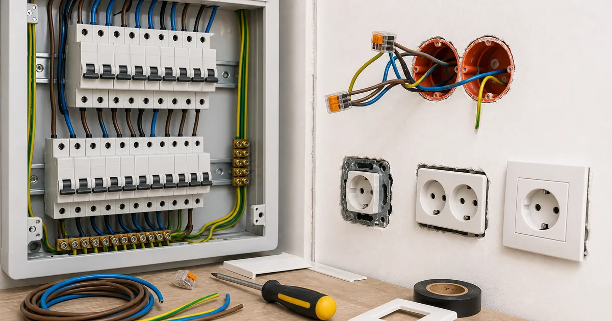 Ev elektrik tesisatında güvenli pano ve priz bağlantısı kontrolü