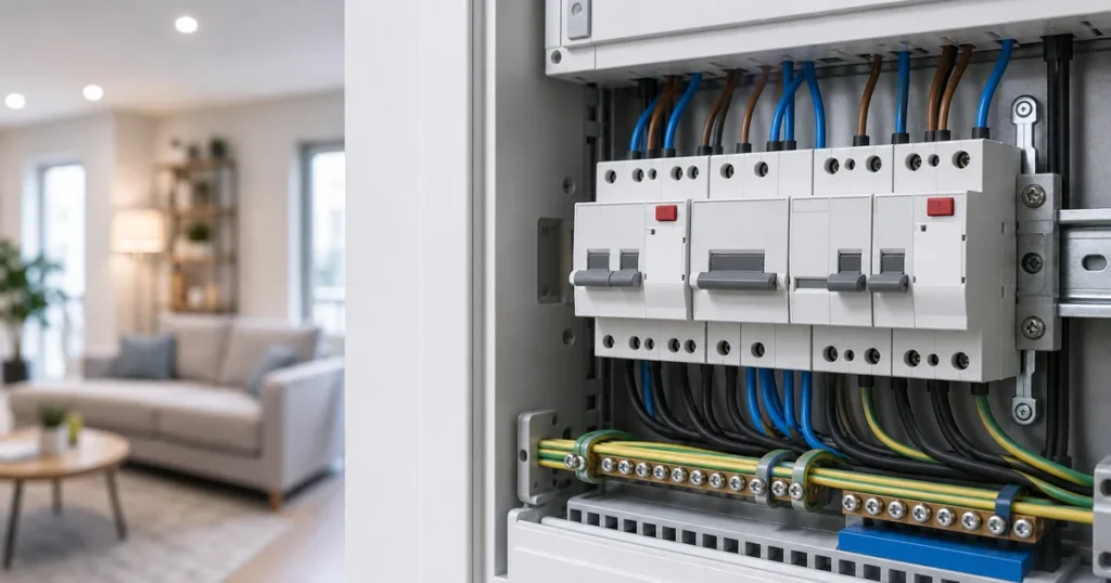 Kaçak akım rölesi ile korunan düzenli elektrik panosu