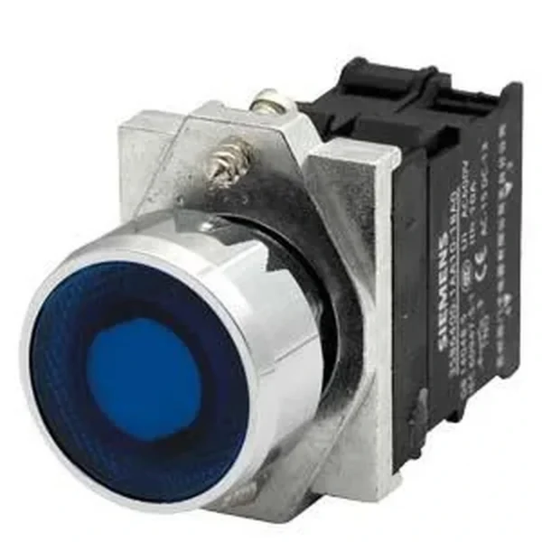 Siemens 3SB6163-0DB30-1BA0 - Komple Işıklı Yay Dönüşlü LED’li Butonlar Metal Sarı 24 V AC/DC
