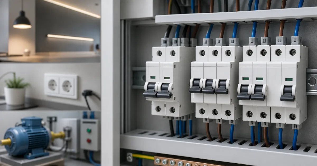 Farklı devreler için otomatik sigorta seçimi yapılan elektrik panosu
