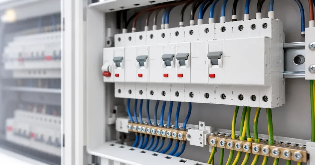 Kaçak akım rölesi bulunan düzenli elektrik panosu