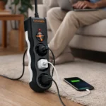 Tunçmatik Üçlü 1.5 Metre Kablolu Akım Korumalı Priz Anahtarlı Siyah TSK19010 - Görsel 2