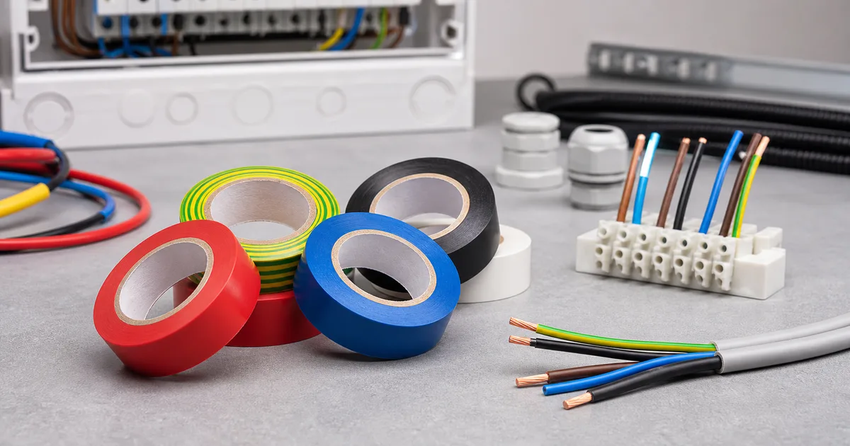 Elektrik tesisatında renkli izole bant ve güvenli kablo işaretleme