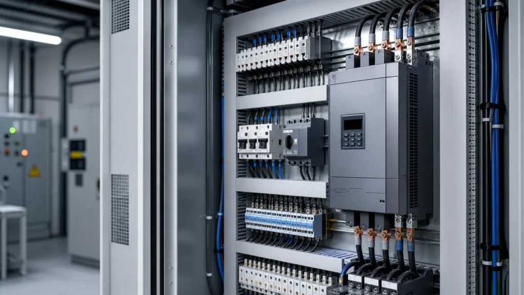 Motor kontrol panosunda yumuşak yolverici ve düzenli güç bağlantıları