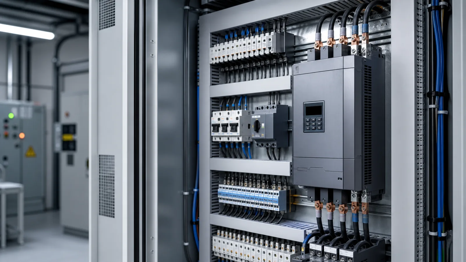 Motor kontrol panosunda yumuşak yolverici ve düzenli güç bağlantıları