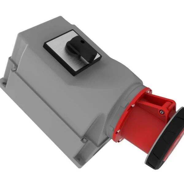 Bemis 4/125A. 90° Eğik Pako Şalterli Duvar Prizi IP65 BC1-6504-7550