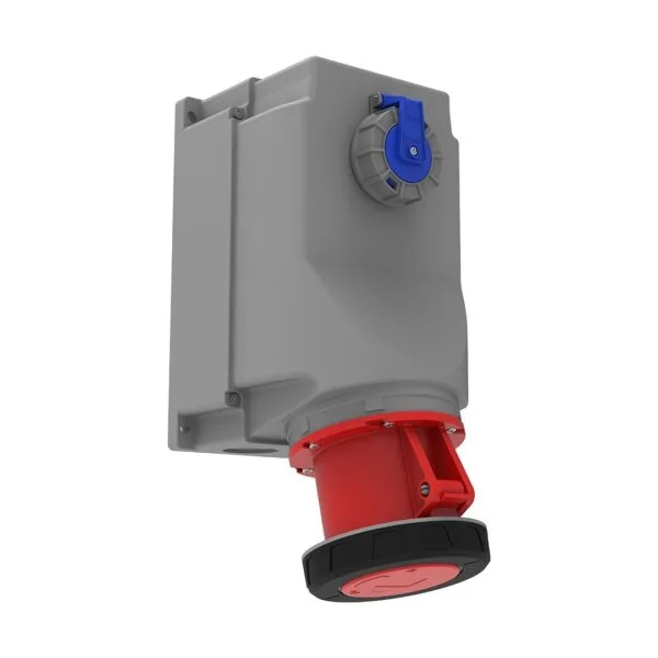 Bemis 5/125A. 90° Eğik 1/16A. Mak. Prizli Duvar Prizi IP67 BC1-6505-7537