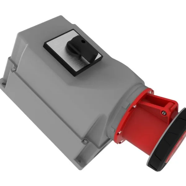 Bemis 5/125A. 90° Eğik Pako Şalterli Duvar Prizi IP65 BC1-6505-7550