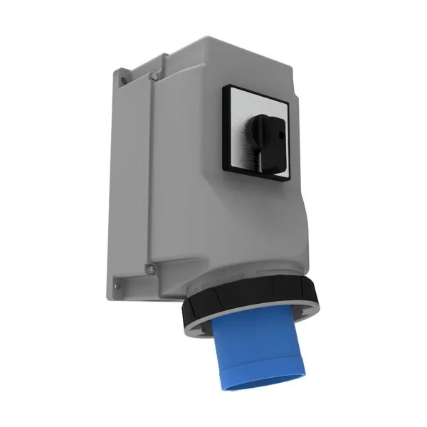 Bemis 3/125A. 90° Eğik Pako Şalterli Duvar Fişi IP65 BC3-6403-7240