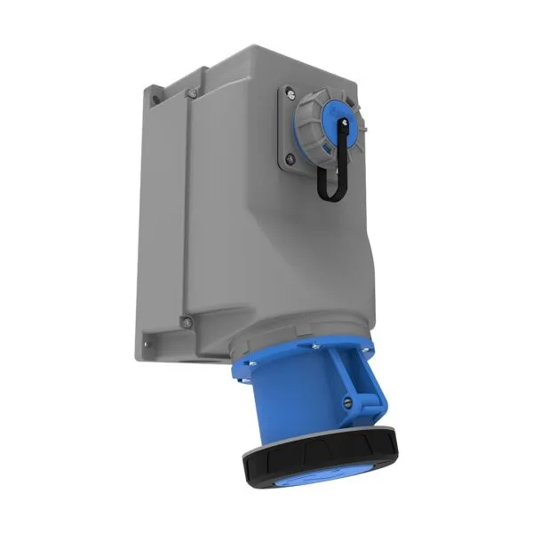 Bemis 3/125A. 90° Eğik 1/16A. Mak. Prizli Duvar Prizi IP67 BC3-6403-7537