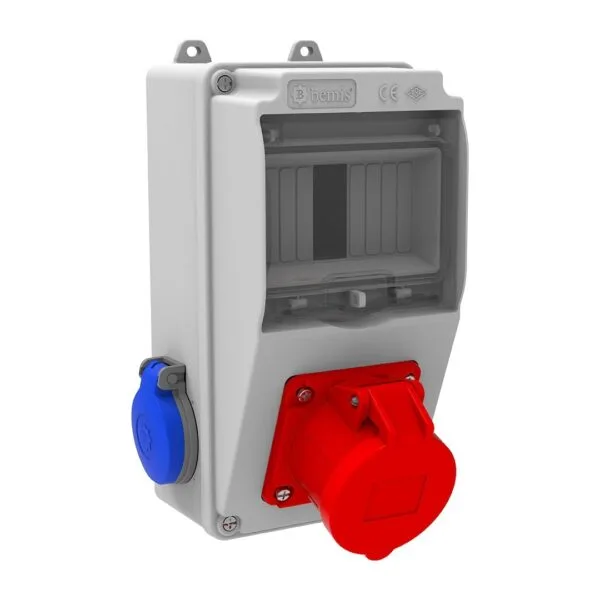 Bemis 4/16A. 380V. 1 Ad. Ön. 1/16A. 220V. 2 Ad. Yan IP44 BH1-2112-2020