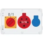 Bemis 5/16A 380V IP44 1 Adet 1/16A 220V IP44 1 Adet Prizli Şalterli Kulpsuz Powerbox IP44