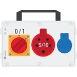 Bemis 5/16A 380V IP44 1 Adet 1/16A 220V IP44 1 Adet Prizli Şalterli Kulplu Powerbox IP44