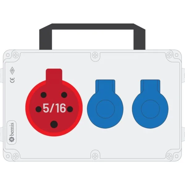 Bemis 5/16A 380V IP44 1 Adet 1/16A 220V IP44 2 Adet Prizl Kulplu Powerbox IP44