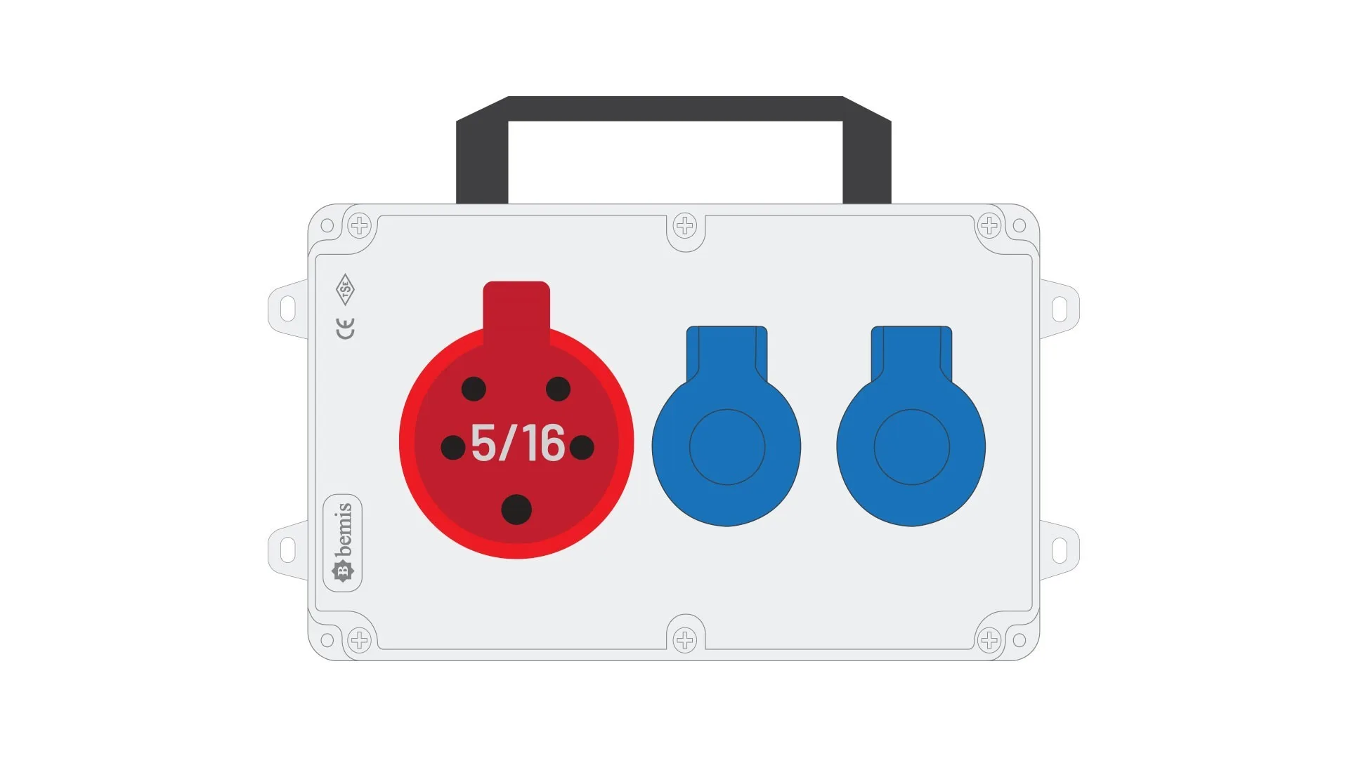 Bemis BKP-7216-2007 Bemis 5/16A 380V IP44 1 Adet 1/16A 220V IP44 2 Adet Prizl Kulplu Powerbox IP44