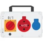 Bemis 4/32A 380V IP44 1 Adet 1/16A 220V IP44 1 Adet Prizli Termal Sigortalı Şalterli Kulplu Powerbox IP44