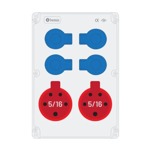 Bemis 5/16A 380V IP44 2 Adet 1/16A 220V IP44 4 Adet Prizli Powerbox IP44