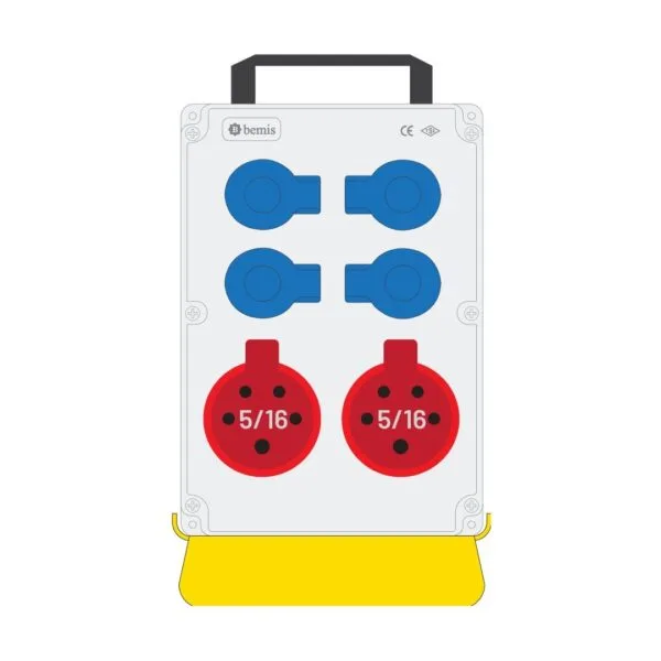 Bemis 5/16A 380V IP44 2 Adet 1/16A 220V IP44 4 Adet Prizli Kulplu Destek Ayaklı Powerbox IP44