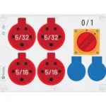 Bemis 5/32A 380V IP44 2 Adet 5/16A 380V IP44 2 Adet 1/16A 220V IP44 2 Adet Prizli Şalterli Kulpsuz Powerbox IP44