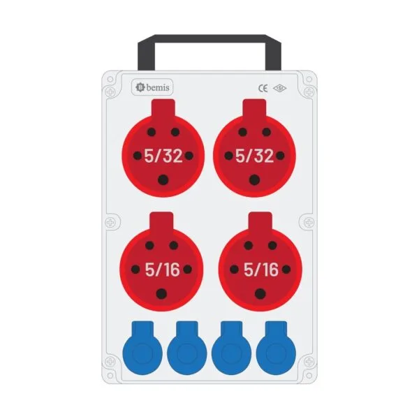 Bemis 5/32A 380V IP44 2 Adet 5/16A 380V IP44 2 Adet 1/16A 220V IP44 4 Adet Prizli Kulplu Powerbox IP44