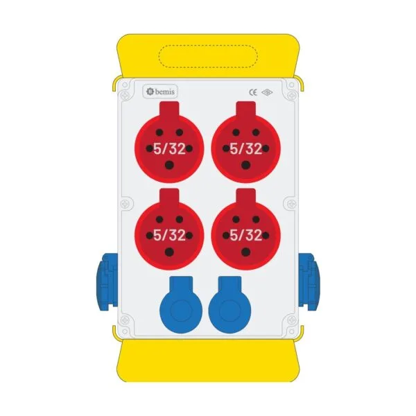Bemis 5/32A 380V IP44 4 Adet 1/16A 220V IP44 2 Adet Ön 1/16A 220V IP44 2 Adet Yan Prizli Destek Ayaklı Powerbox IP44