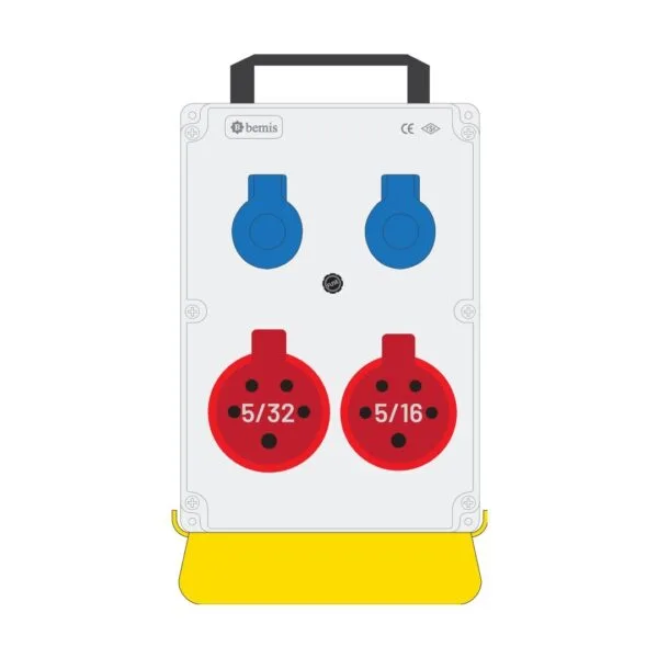Bemis 5/32A 380V IP44 1 Adet 5/16A 380V IP44 1 Adet 1/16A 220V IP44 2 Adet Prizli Termal Sigortalı Kulplu Destek Ayaklı