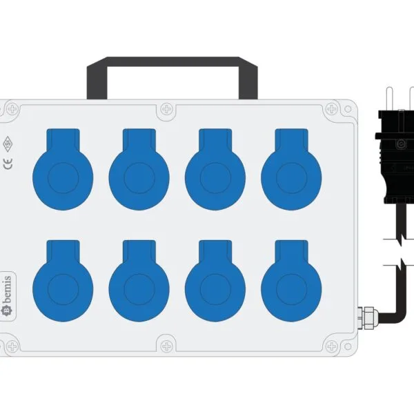 Bemis 1/16A 220V IP44 8 Adet Prizli Kulplu 1/16A Fişli Powerbox IP44