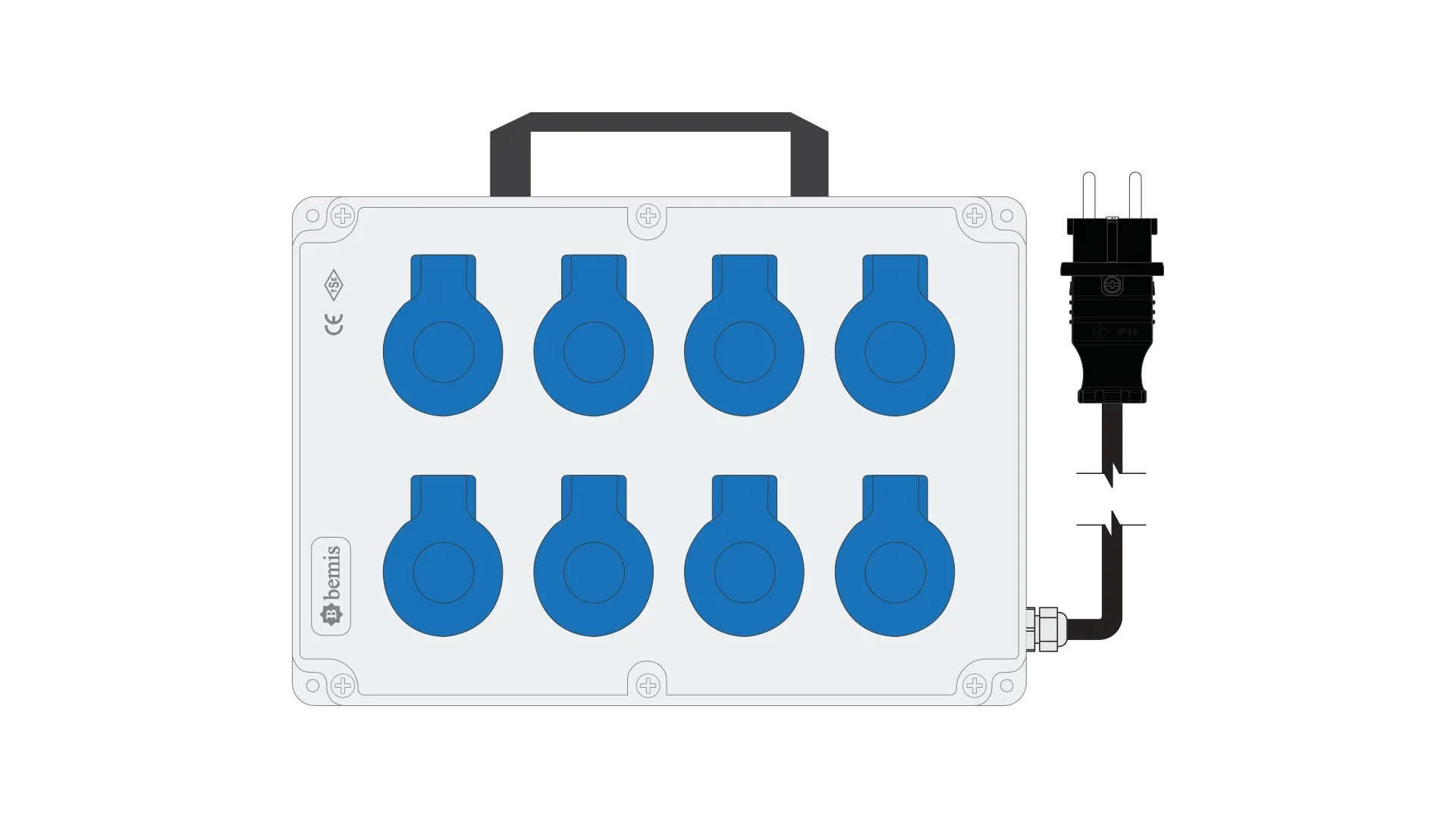 Bemis BKP98280-0007 Bemis 1/16A 220V IP44 8 Adet Prizli Kulplu 1/16A Fişli Powerbox IP44