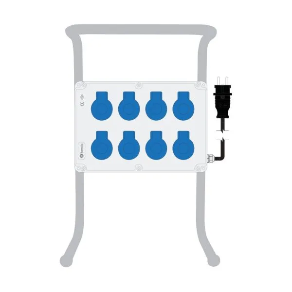 Bemis 1/16A 220V IP44 8 Adet Prizli Boru Ayaklı 1/16A Fişli Powerbox IP44