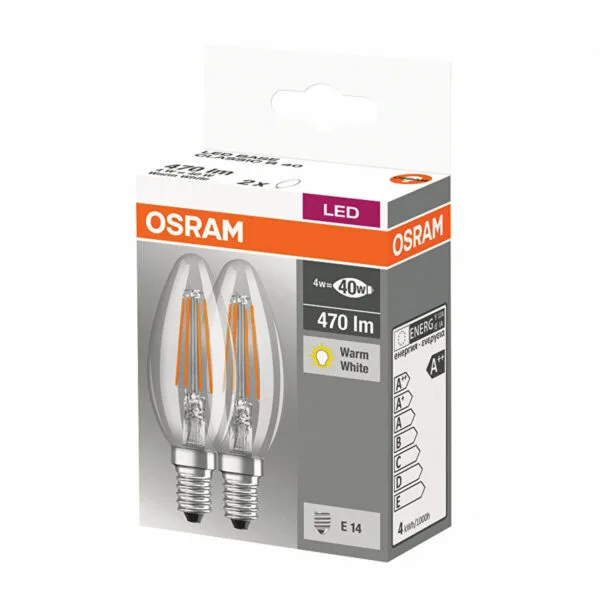 Osram Led Base Clb Fil 40 4w 470lm E14 Nd Pk2