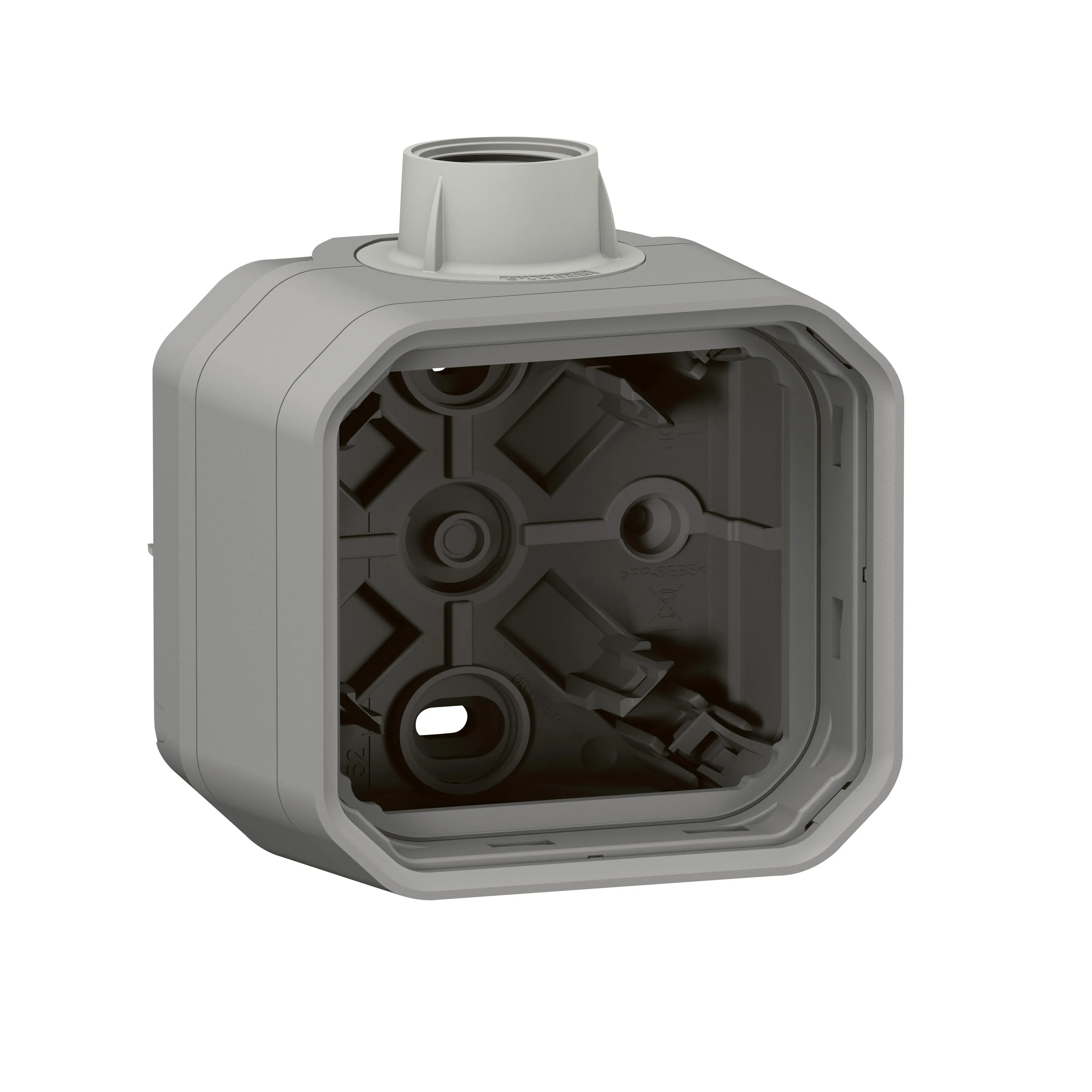 Legrand 069656L 1'li, 1 girişli kablo rakorları için sıva üstü montaj kutusu (ISO20) , Gri