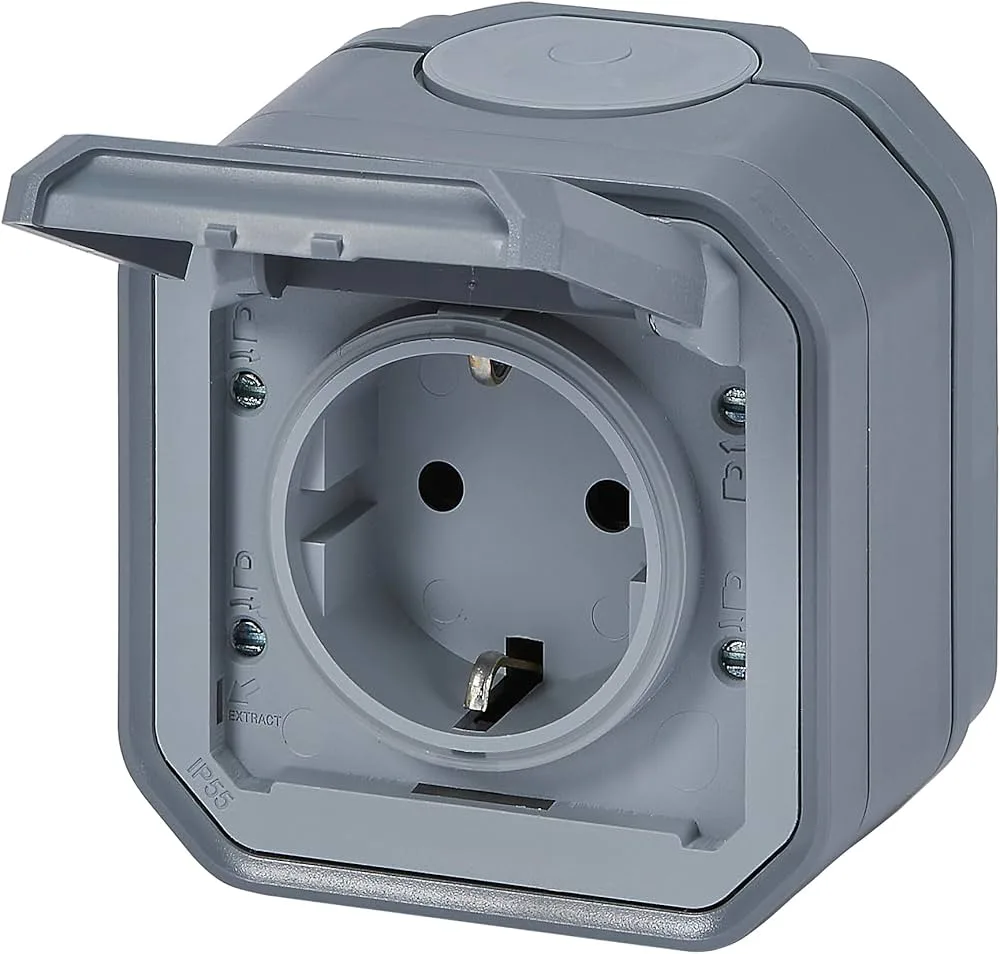 Legrand 069730L Topraklı Priz - otomatik bağlantılı , Gri