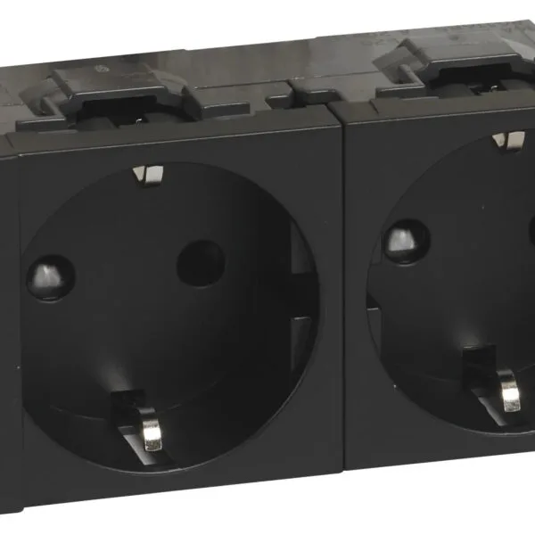 Legrand 077232L İkili Top. Priz, Kaidesiz DLP İçin, Soluclip İle, Otomatik, 16A, 250V~, 6M, Siyah