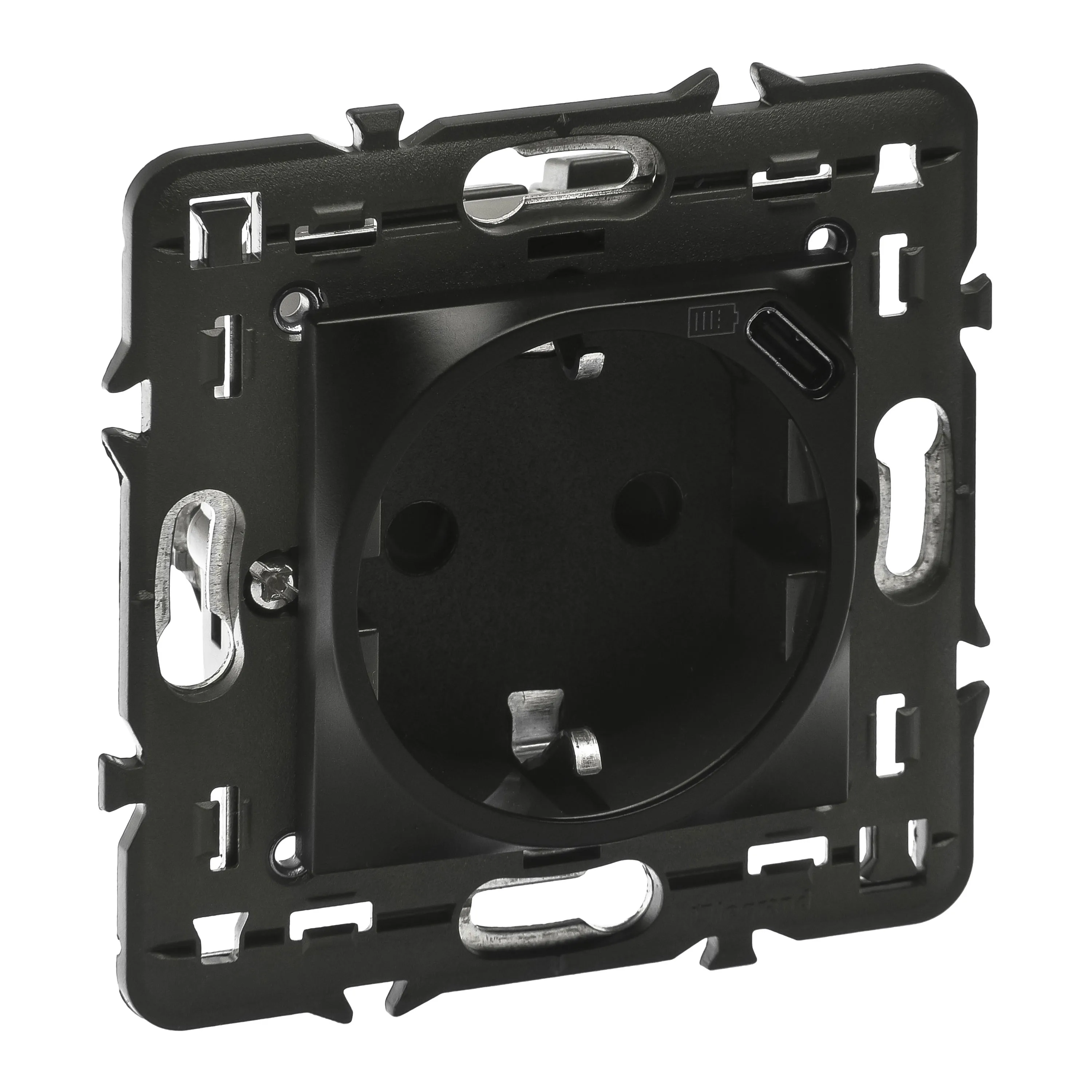 Legrand 079171L Top. Priz + C Tipi USB Şarj Prizi, Otomatik, 16A, 250V~, 1.5A - 7.5W, 2M, Siyah