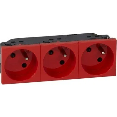 Legrand 278173L Üçlü Düz Yüzey UPS Priz, 45° , Ç.k , Otomatik,16A, 250V~, 6M, Kırmızı