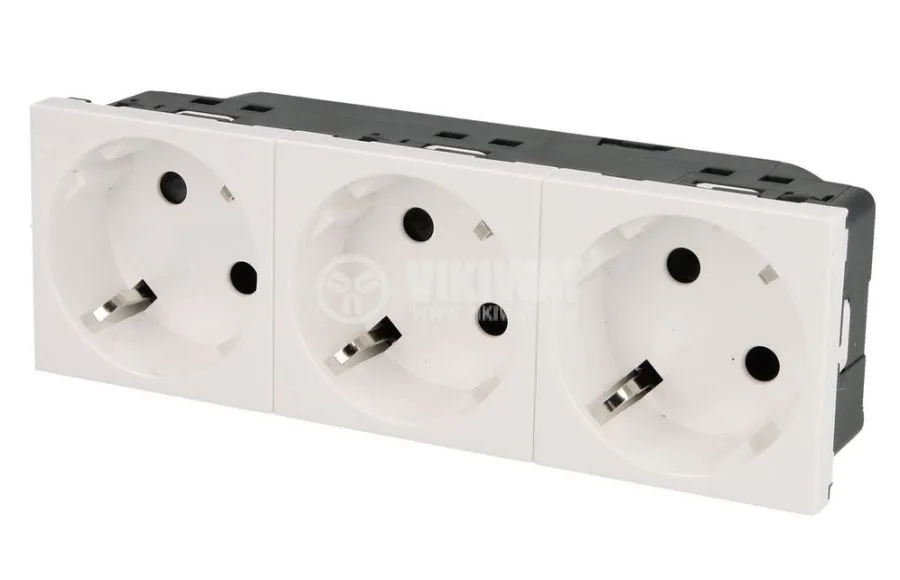 Legrand 278253L Üçlü Top. Priz, 45°, Otomatik, 16A, 250V~, 6M, Beyaz