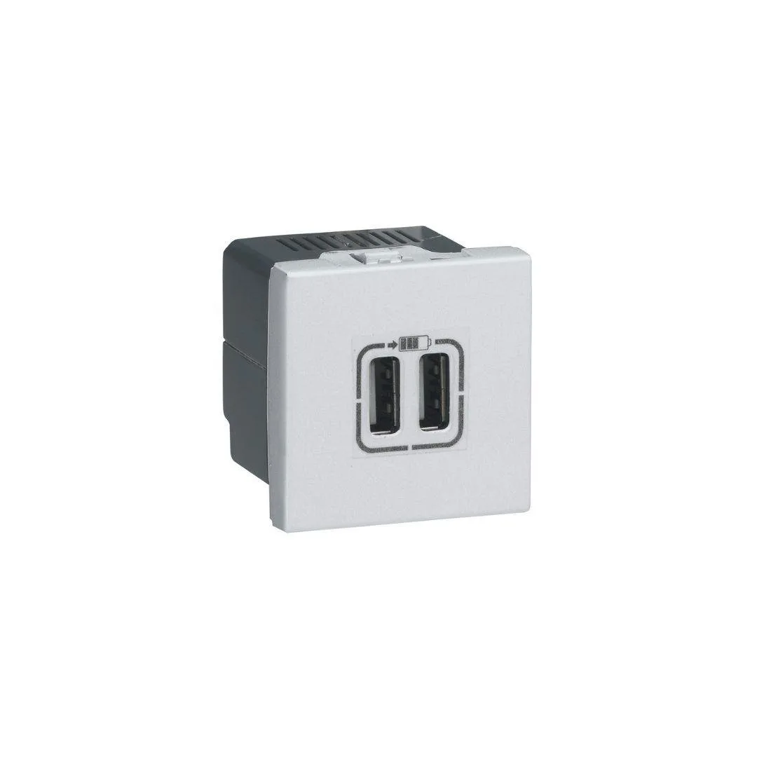 Legrand 278594L İkili USB Şarj Prizi, A Tipi, 230V~, 5VDC - 2.4A, 12W, 2M, Beyaz