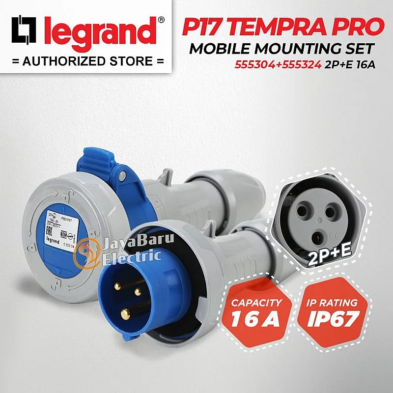 Legrand 555304 P17 Uzatma Priz 200/250V 16A 2P+T IP66/67